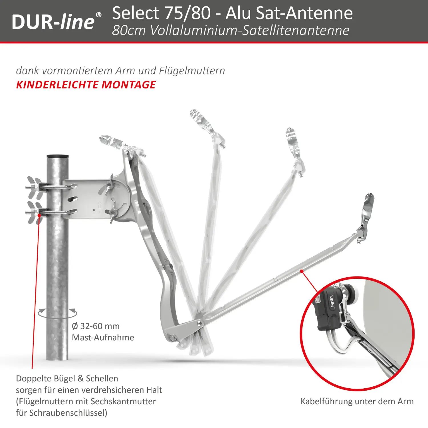 DUR-line Select 75/80 Hellgrau - Alu Sat-Reflektor DUR-line Select 75/80 Hellgrau - Alu Sat-Reflektor
