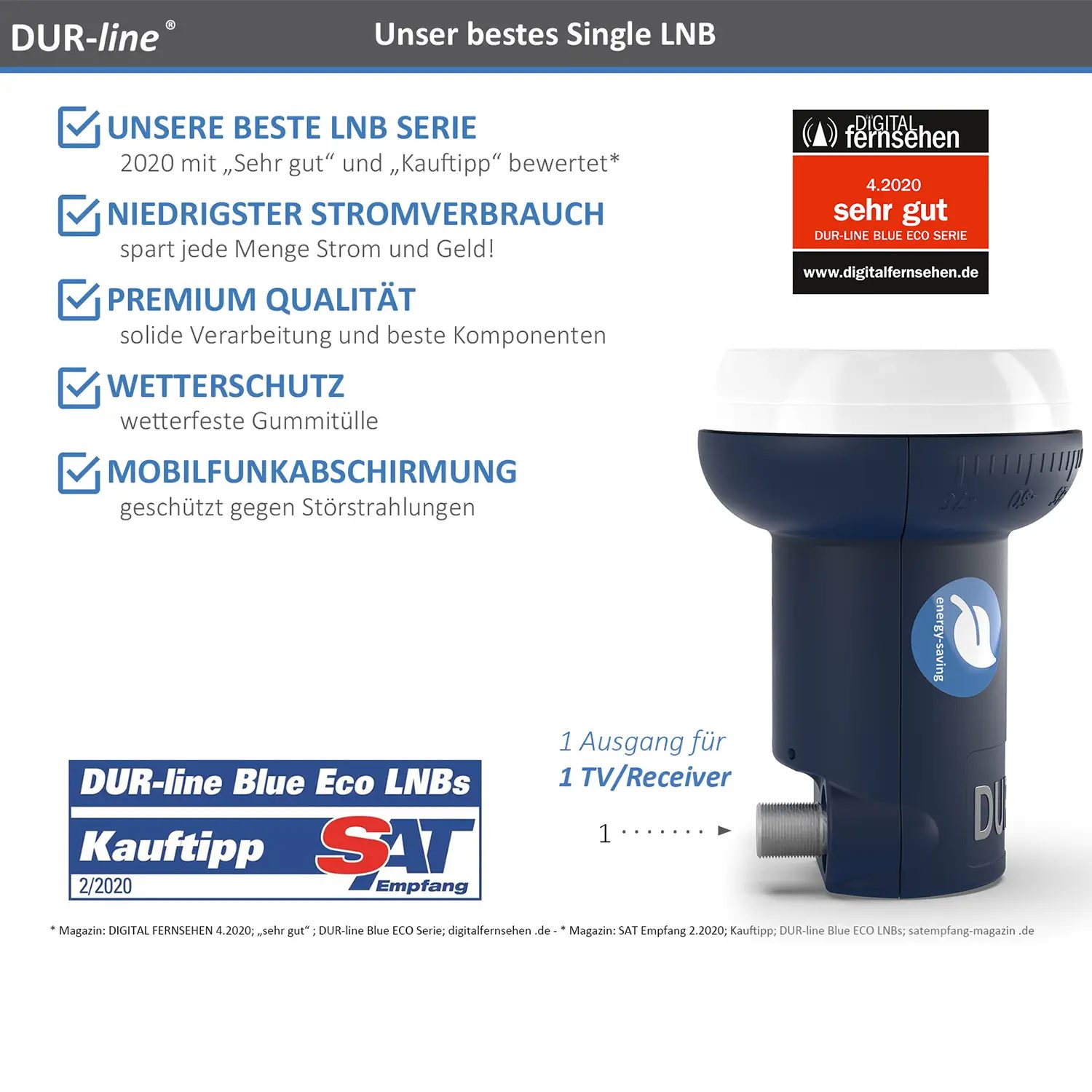 DUR-line Blue ECO Single LNB – Highlights und Ausstattung im Überblick DUR-line Blue ECO Single