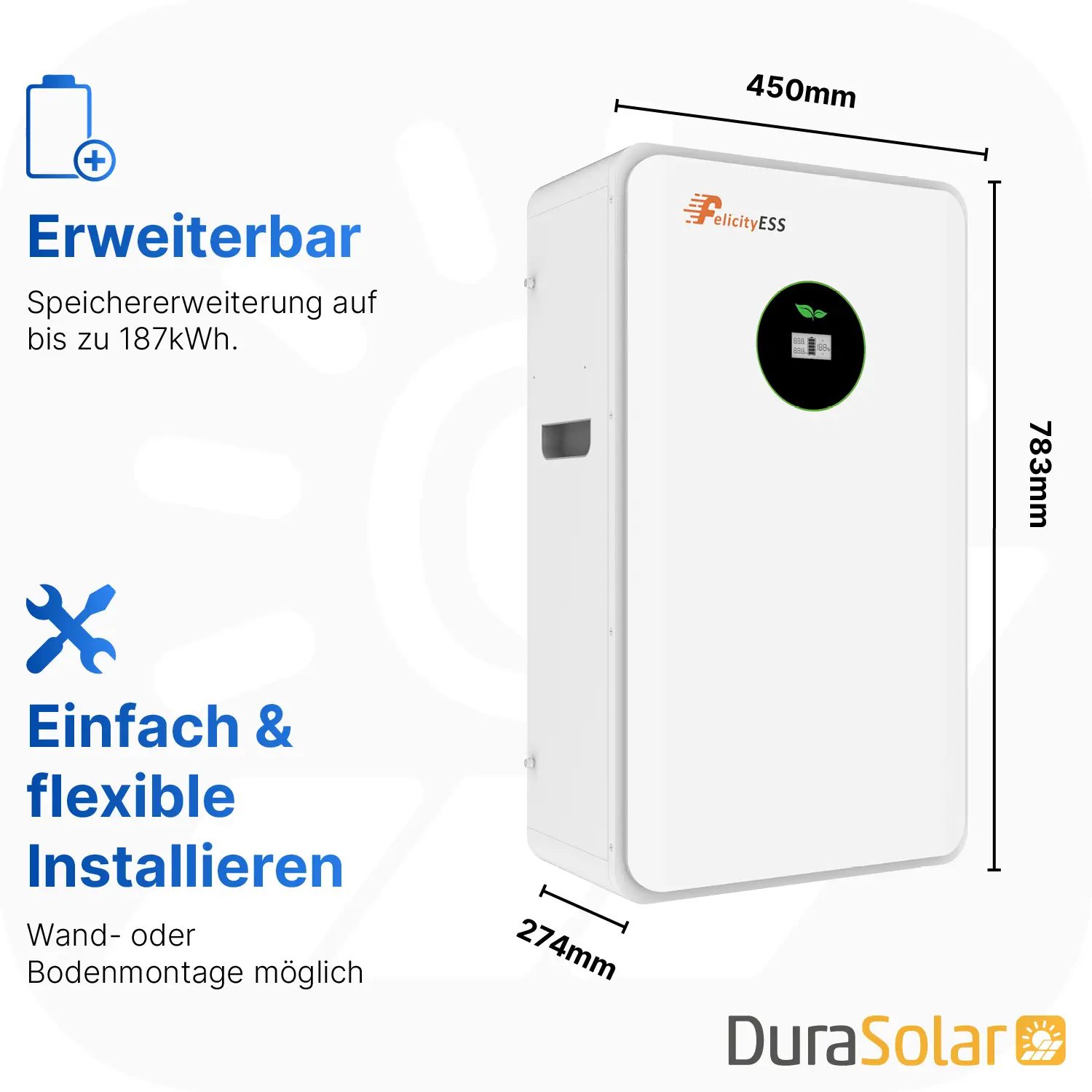 Felicity - 12,5kWh PV-Speicher - LUX-E-48250LG03 - Erweiterbare 48/51,2V LiFePO4 Batterie für Solaranlagen Felicity - 12,5kWh PV-Speicher - LUX-E-48250LG03 - Erweiterbare 48/51,2V LiFePO4 Batterie für Solaranlagen