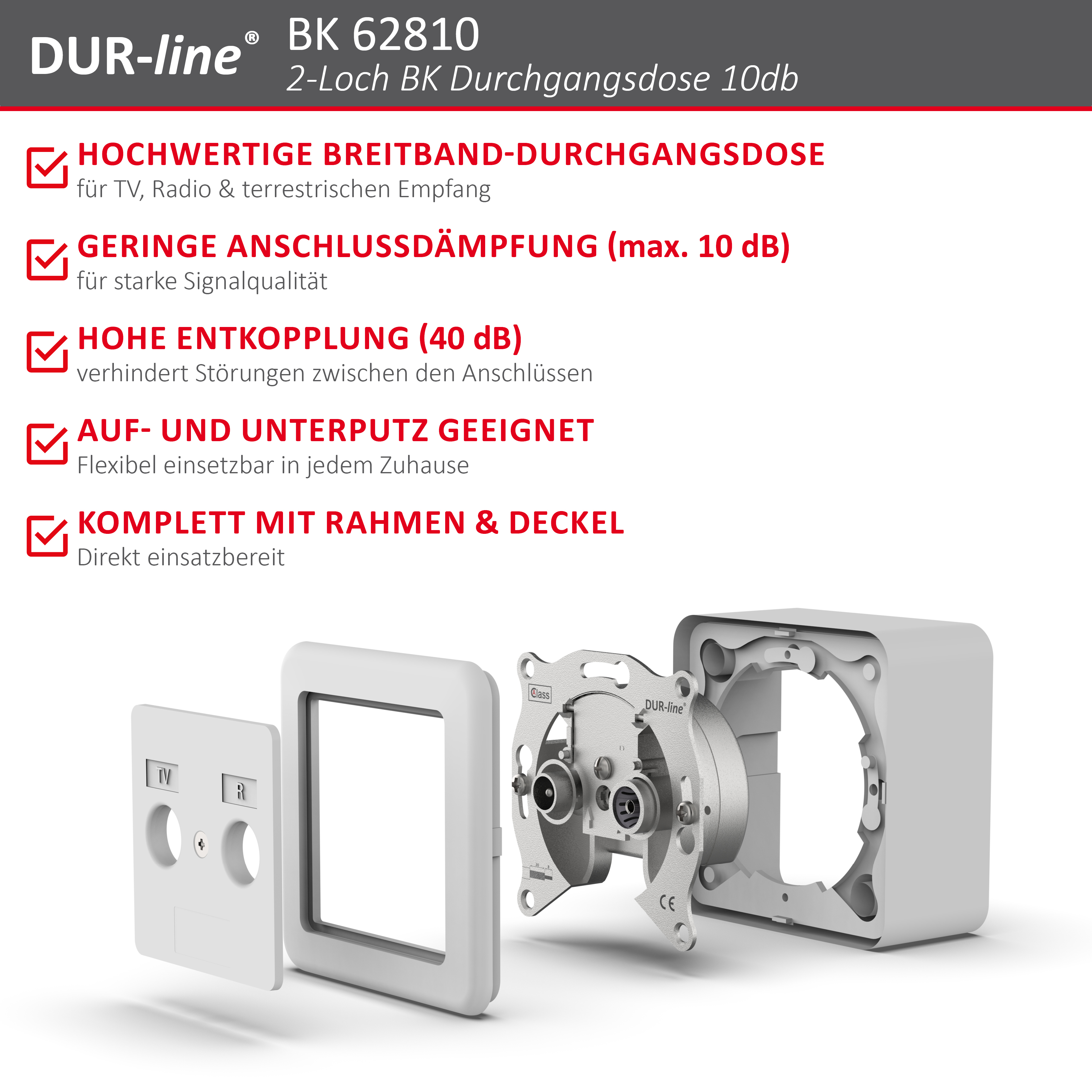 DUR-line DBK 10dB - BK-Durchgangsdose – Produktmerkmale im Überblick