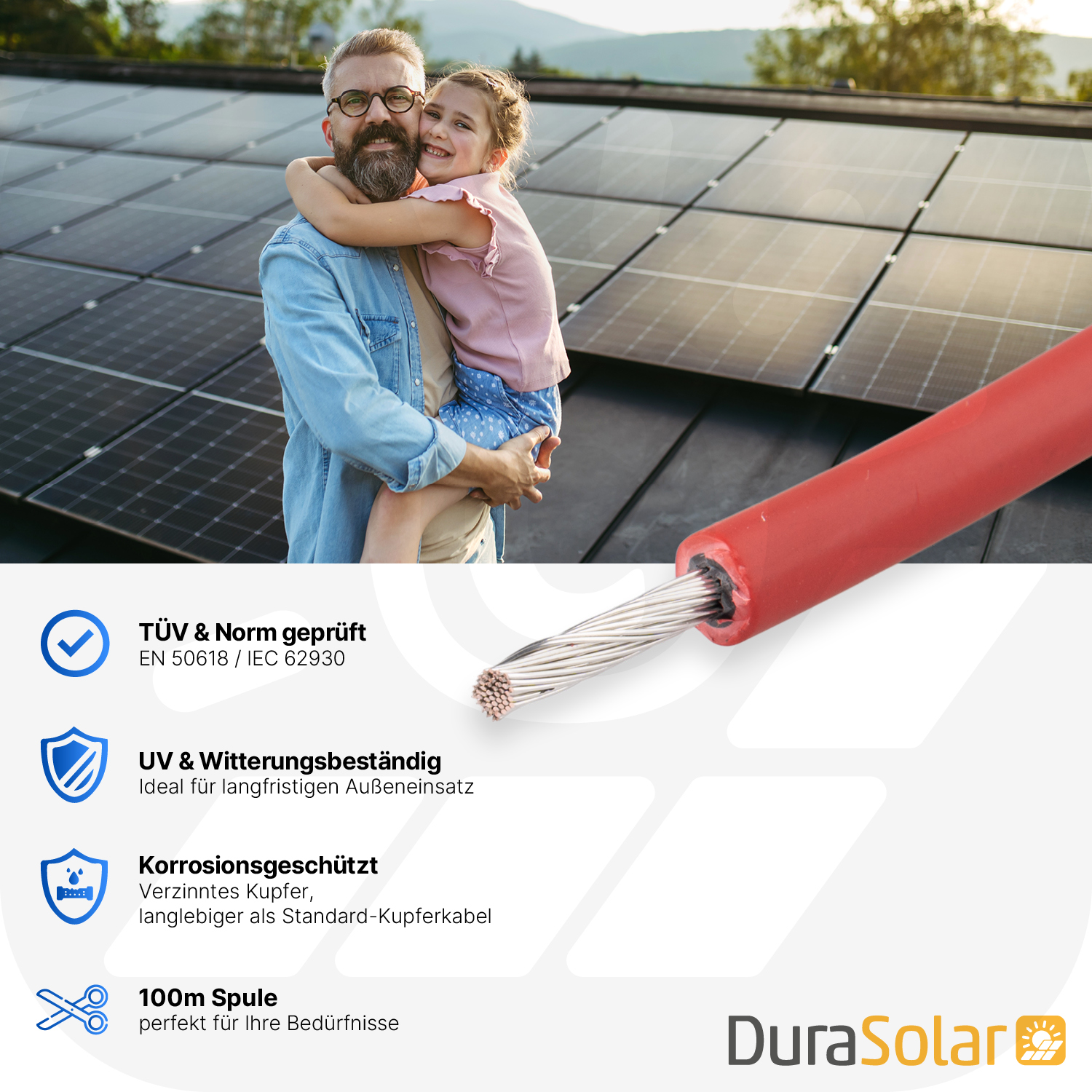 Solarkabel MC4 | 6mm² | Rot| 100m Spule Solarkabel MC4 | 6mm² | Rot| 100m Spule