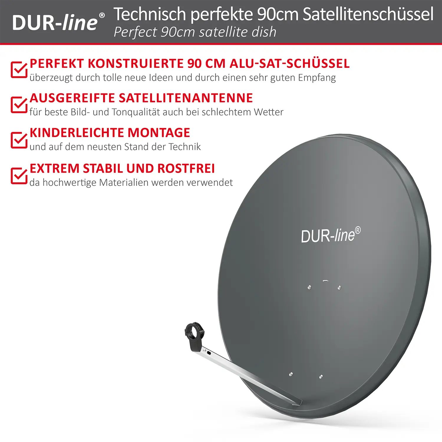 DUR-line MDA 90 Anthrazit - Alu Sat-Reflektor