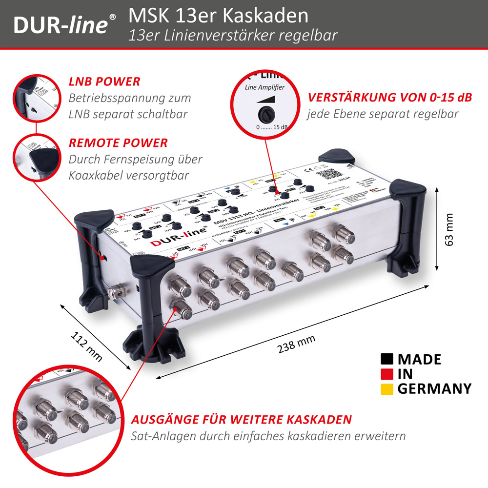 DUR-line MSV 1313 HQ - Linienverstärker – Abmessungen DUR-line MSV 1313 HQ - Linienverstärker – Abmessungen