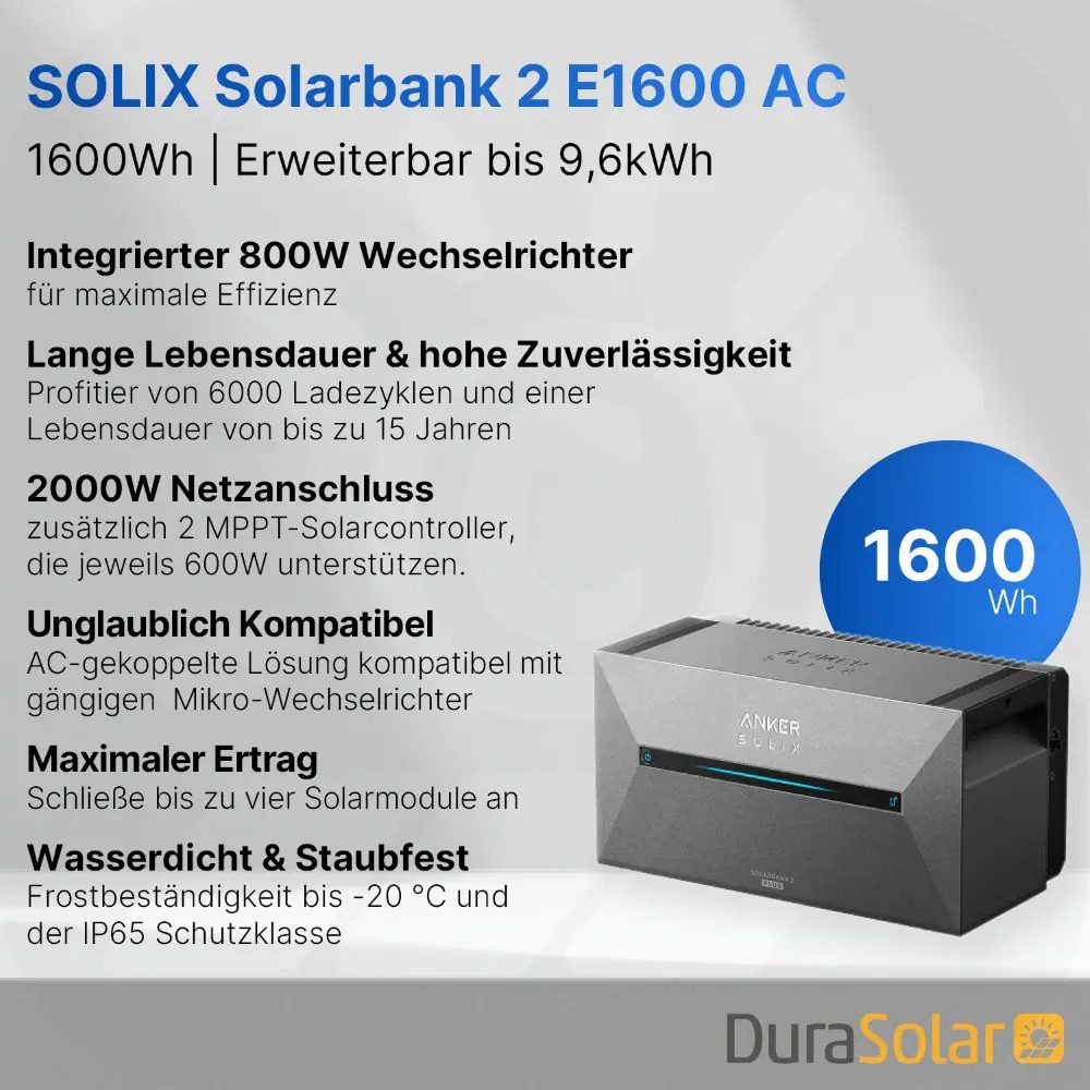 Anker SOLIX Solarbank 2 - E1600 AC - Balkonkraftwerkspeicher Anker SOLIX Solarbank 2 - E1600 AC - Balkonkraftwerkspeicher